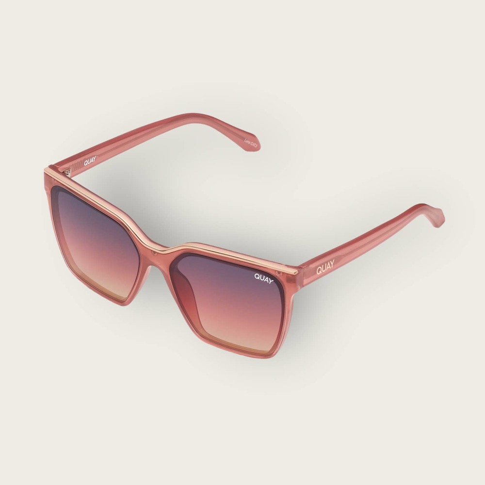 QUAY Sunglasses | Level Up Square Frame Milky Rose Pink Navy Vibrant Barbie Y2K - Picture 2 of 9